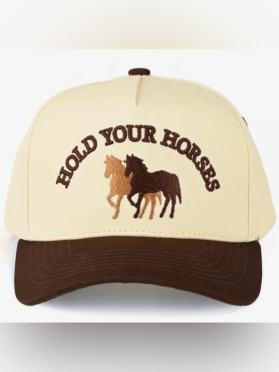 Accessories - Cream & Brown 'Hold Your Horses' Trucker Hat